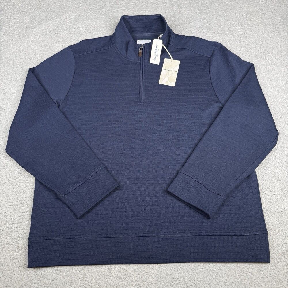 Tommy Bahama Pullover Mens XL Blue Pima Cotton St Kitts Half Zip Sweater NWT New